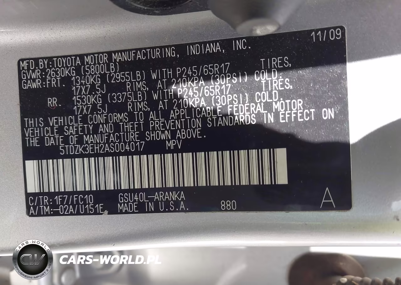 2010 Toyota Highlander Base V6 VIN:5TDZK3EH2AS004017 - 9