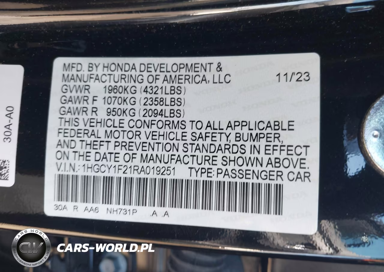 2024 Honda Accord Lx VIN:1HGCY1F21RA019251 - 9