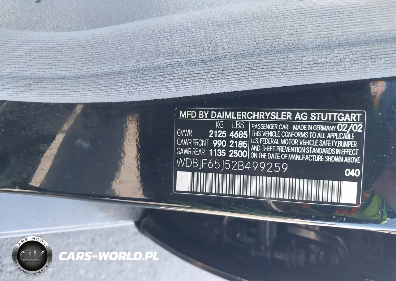 2002 Mercedes-Benz E 320 Special Edition VIN:WDBJF65J52B499259 - 9