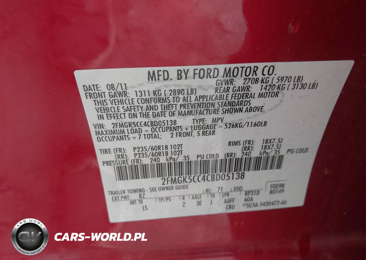 2012 Ford Flex Sel VIN:2FMGK5CC4CBD05138 - 9