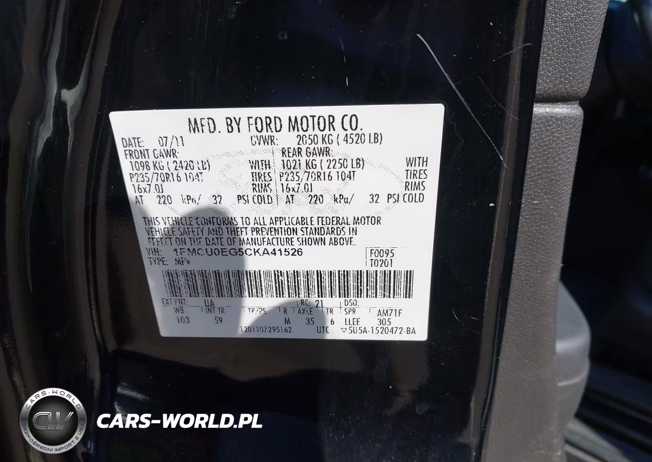 2012 Ford Escape Limited VIN:1FMCU0EG5CKA41526 - 9