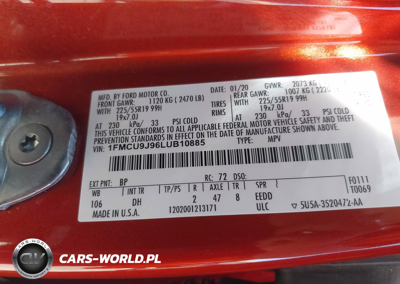 2020 Ford Escape Titanium VIN:1FMCU9J96LUB10885 - 9
