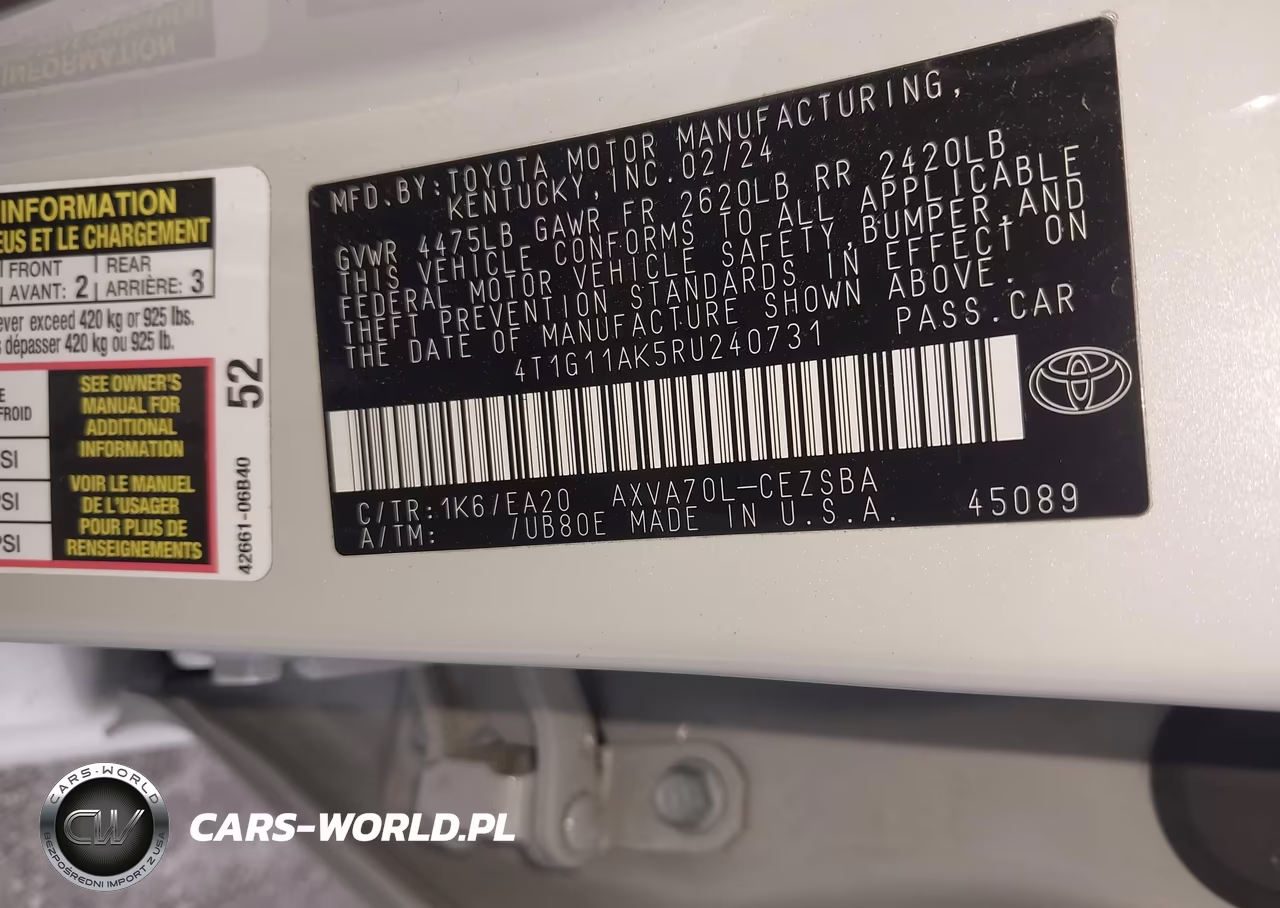 2024 Toyota Camry Se VIN:4T1G11AK5RU240731 - 9