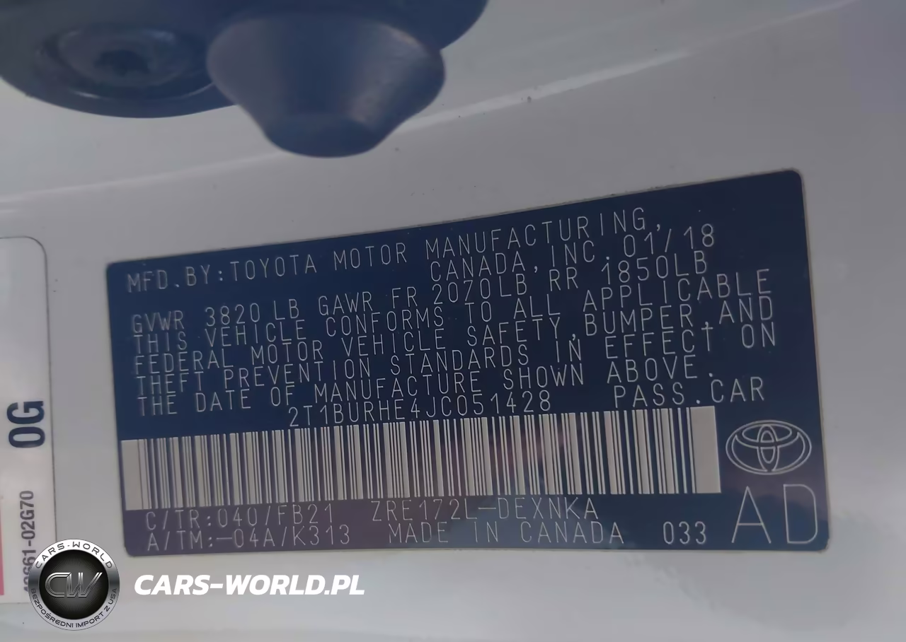 2018 Toyota Corolla Le VIN:2T1BURHE4JC051428 - 9