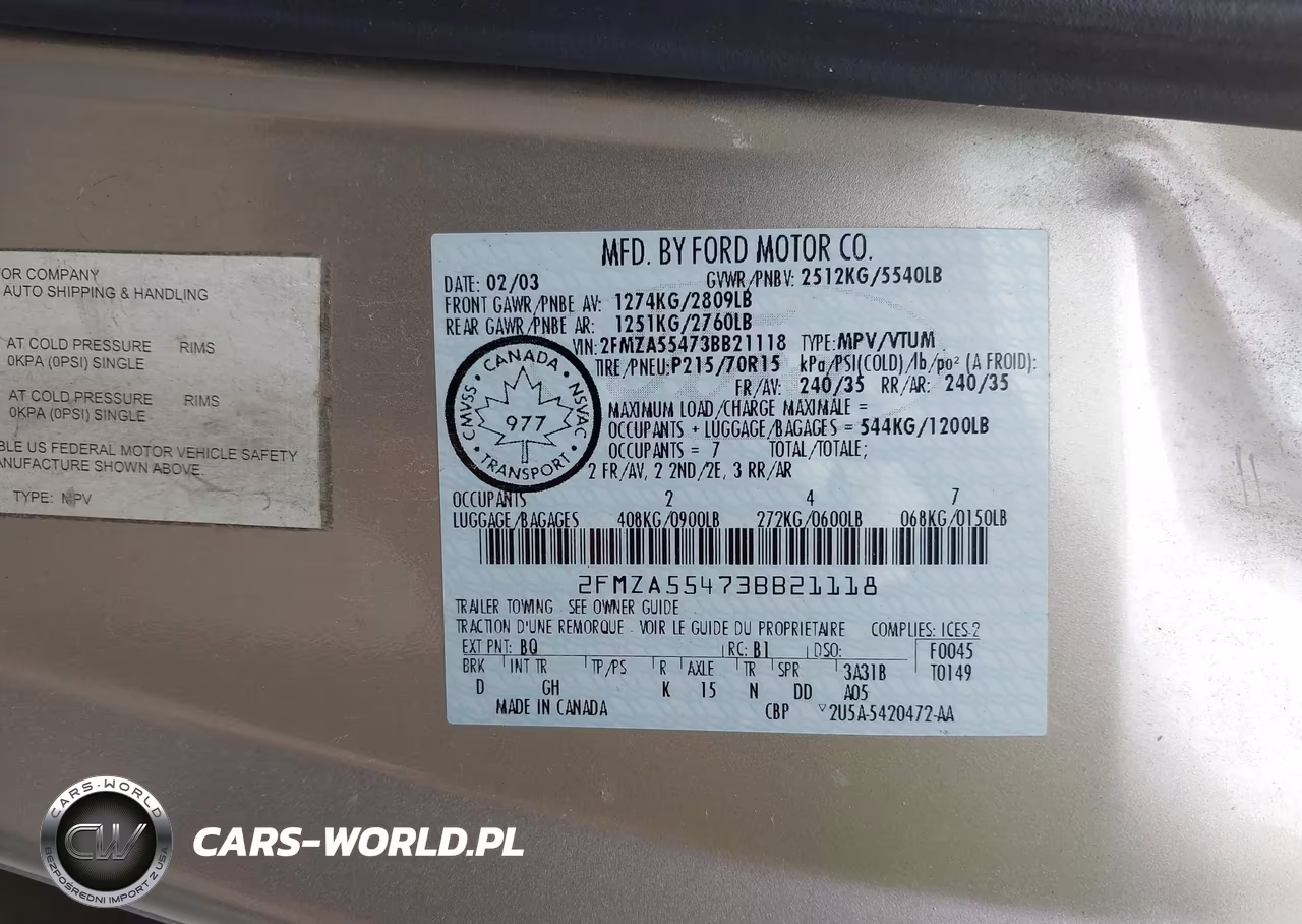 2003 Ford Windstar Lx VIN:2FMZA55473BB21118 - 9