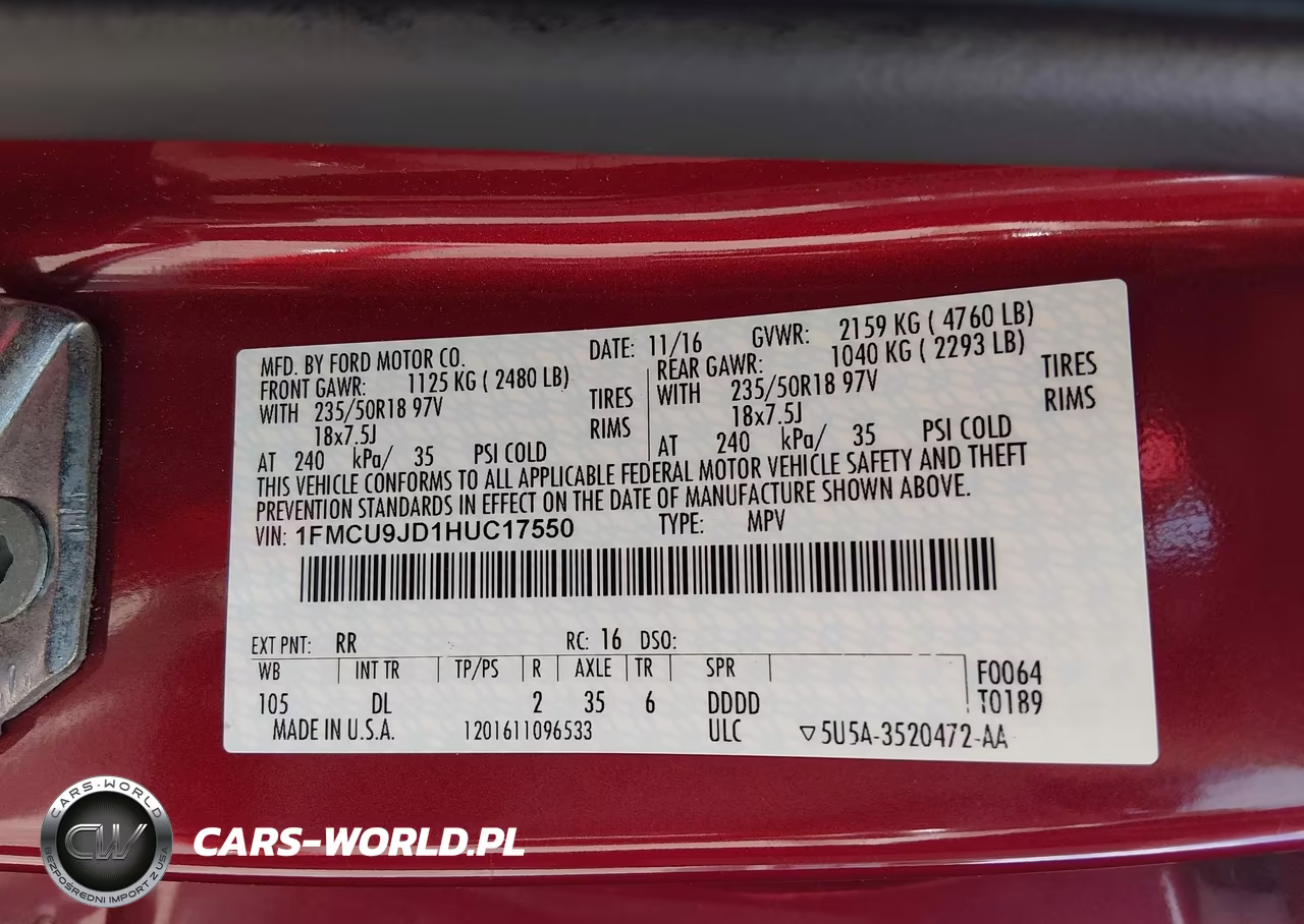 2017 Ford Escape Titanium VIN:1FMCU9JD1HUC17550 - 9