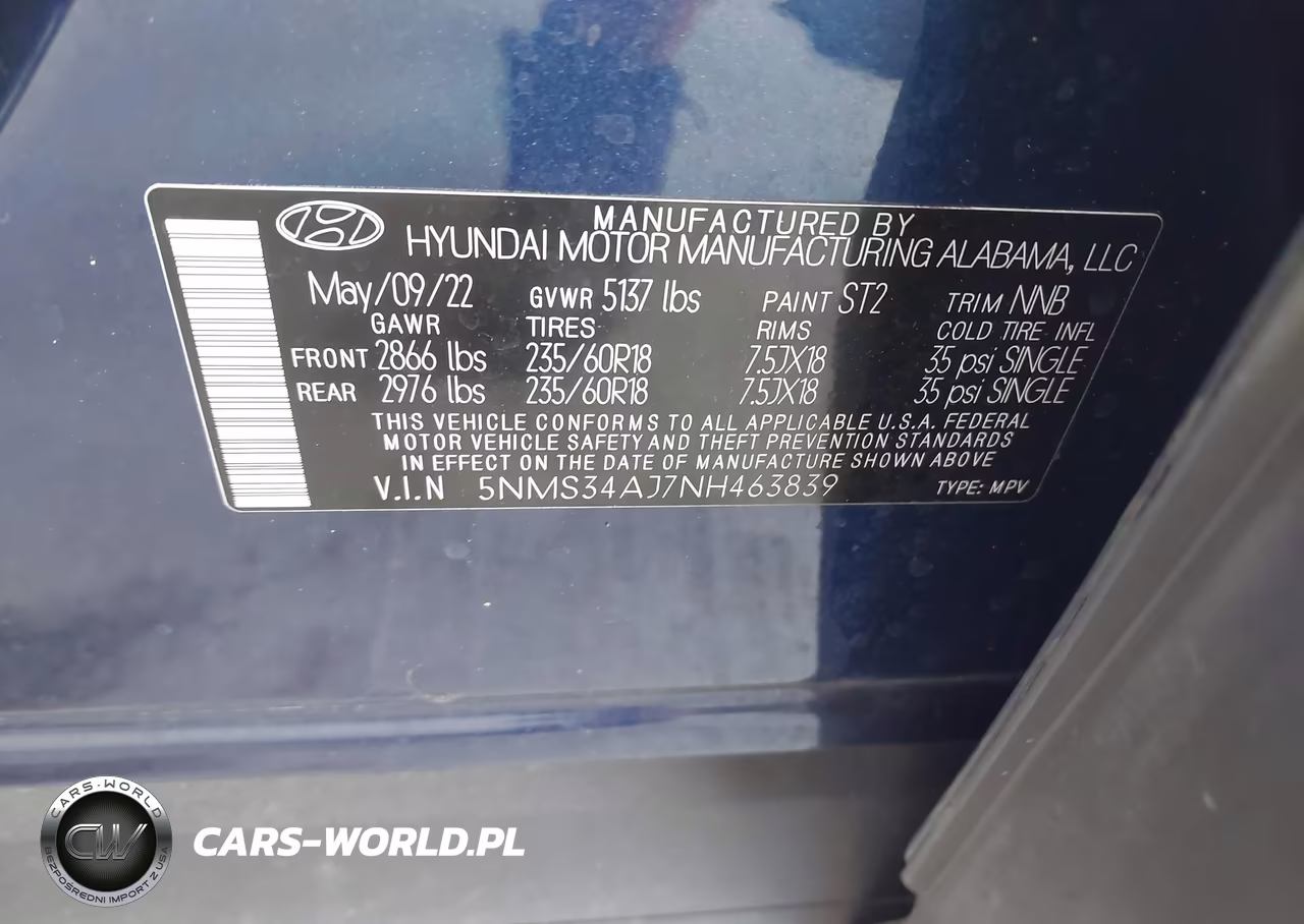 2022 Hyundai Santa Fe Sel VIN:5NMS34AJ7NH463839 - 9