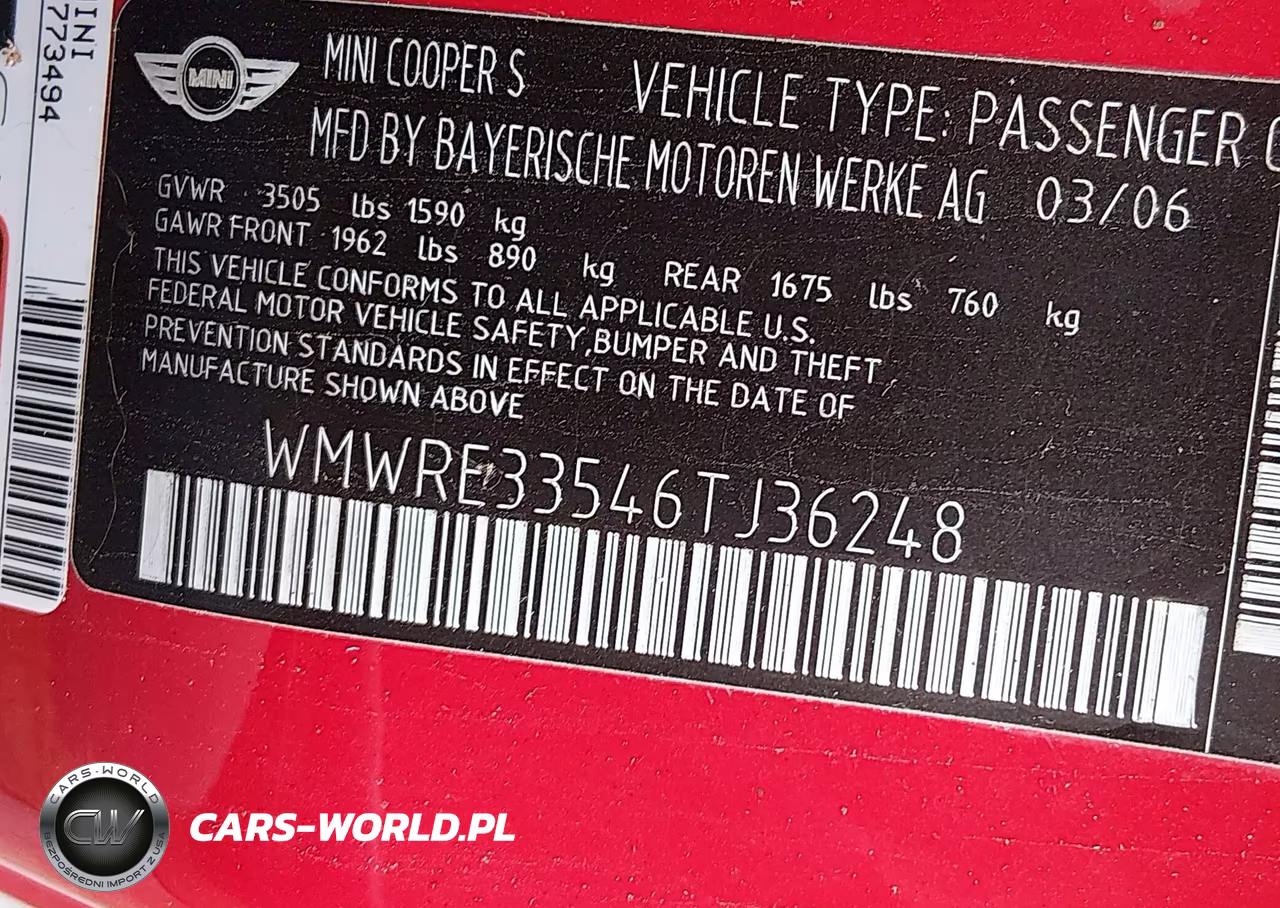 2006 Mini Cooper S VIN:WMWRE33546TJ36248 - 9