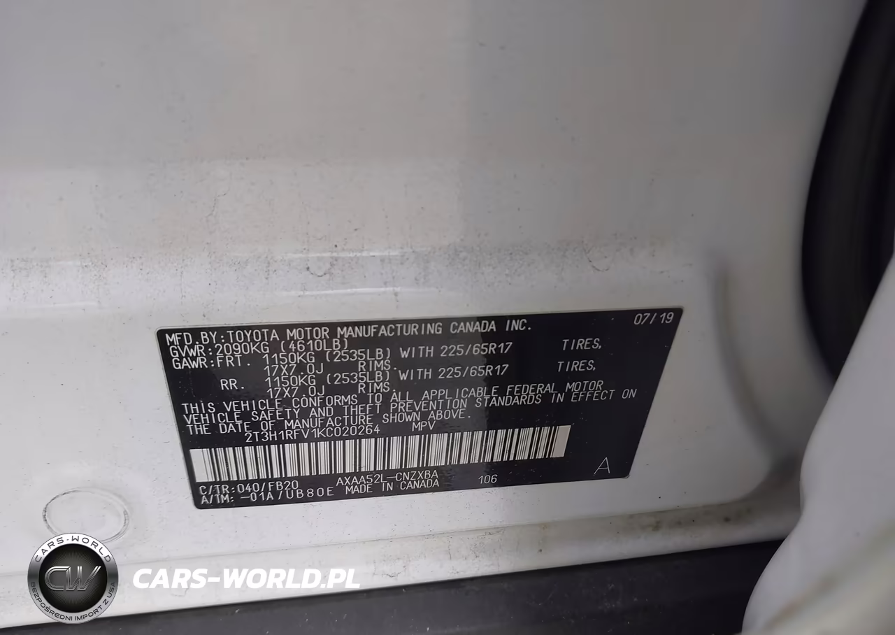 2019 Toyota Rav4 Le VIN:2T3H1RFV1KC020264 - 9