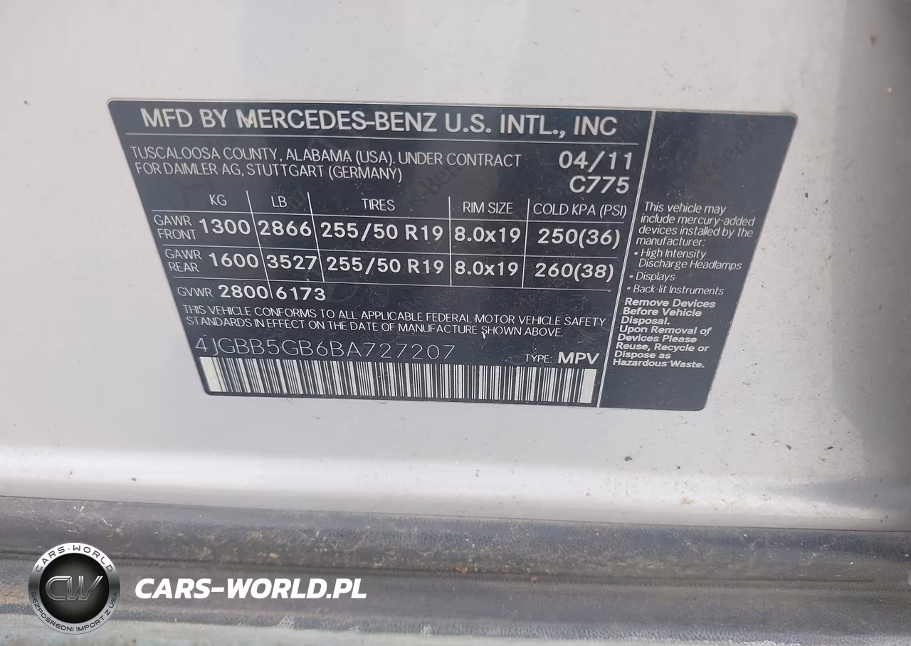 2011 Mercedes-Benz Ml 350 VIN:4JGBB5GB6BA727207 - 9