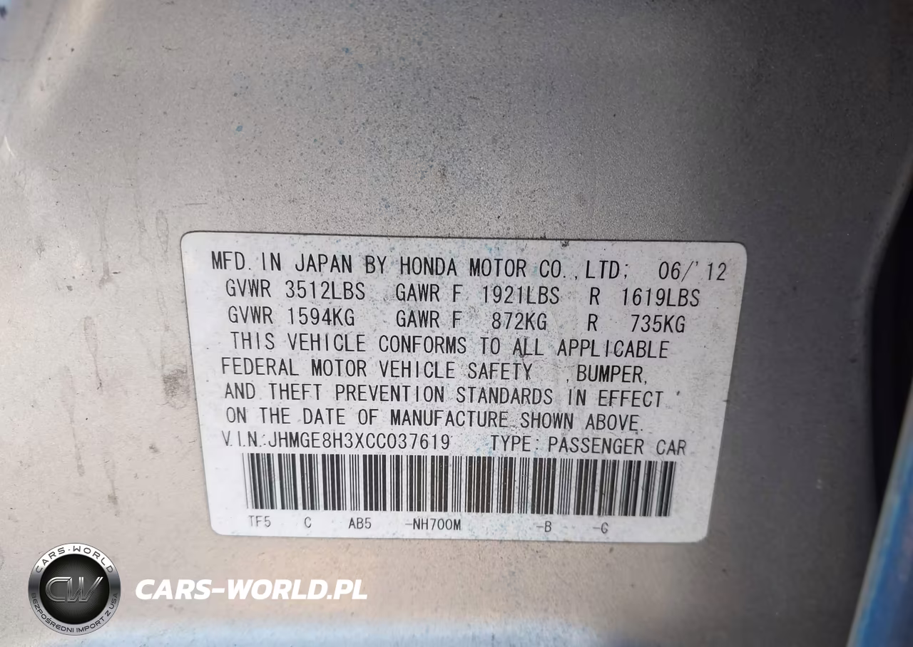 2012 Honda Fit VIN:JHMGE8H3XCC037619 - 9
