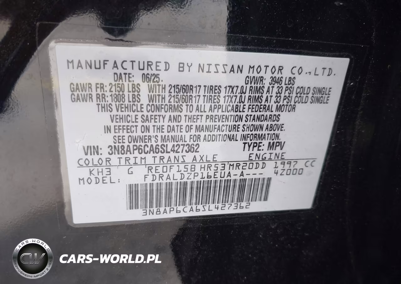 2025 Nissan Kicks Sv Fwd VIN:3N8AP6CA6SL427362 - 9