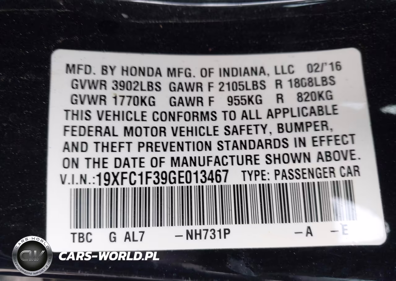 2016 Honda Civic Ex-T VIN:19XFC1F39GE013467 - 9