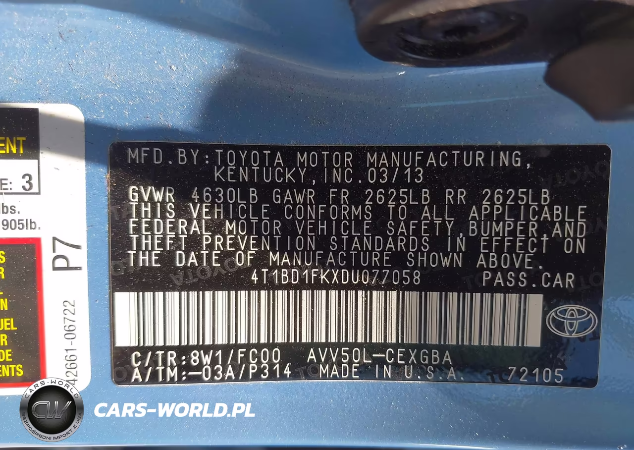 2013 Toyota Camry Hybrid Xle VIN:4T1BD1FKXDU077058 - 9