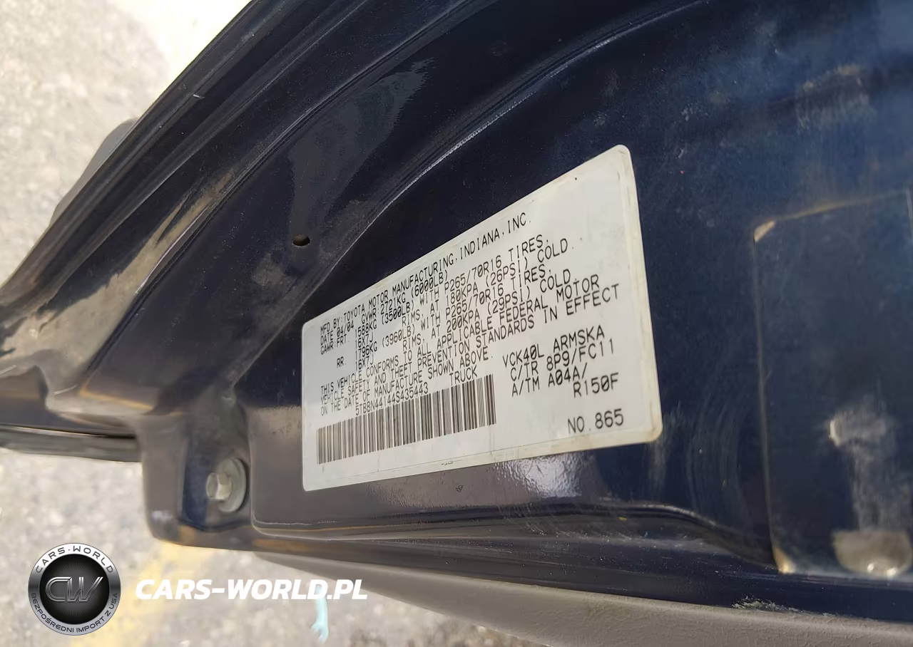 2004 Toyota Tundra Sr5 VIN:5TBBN44144S435443 - 9