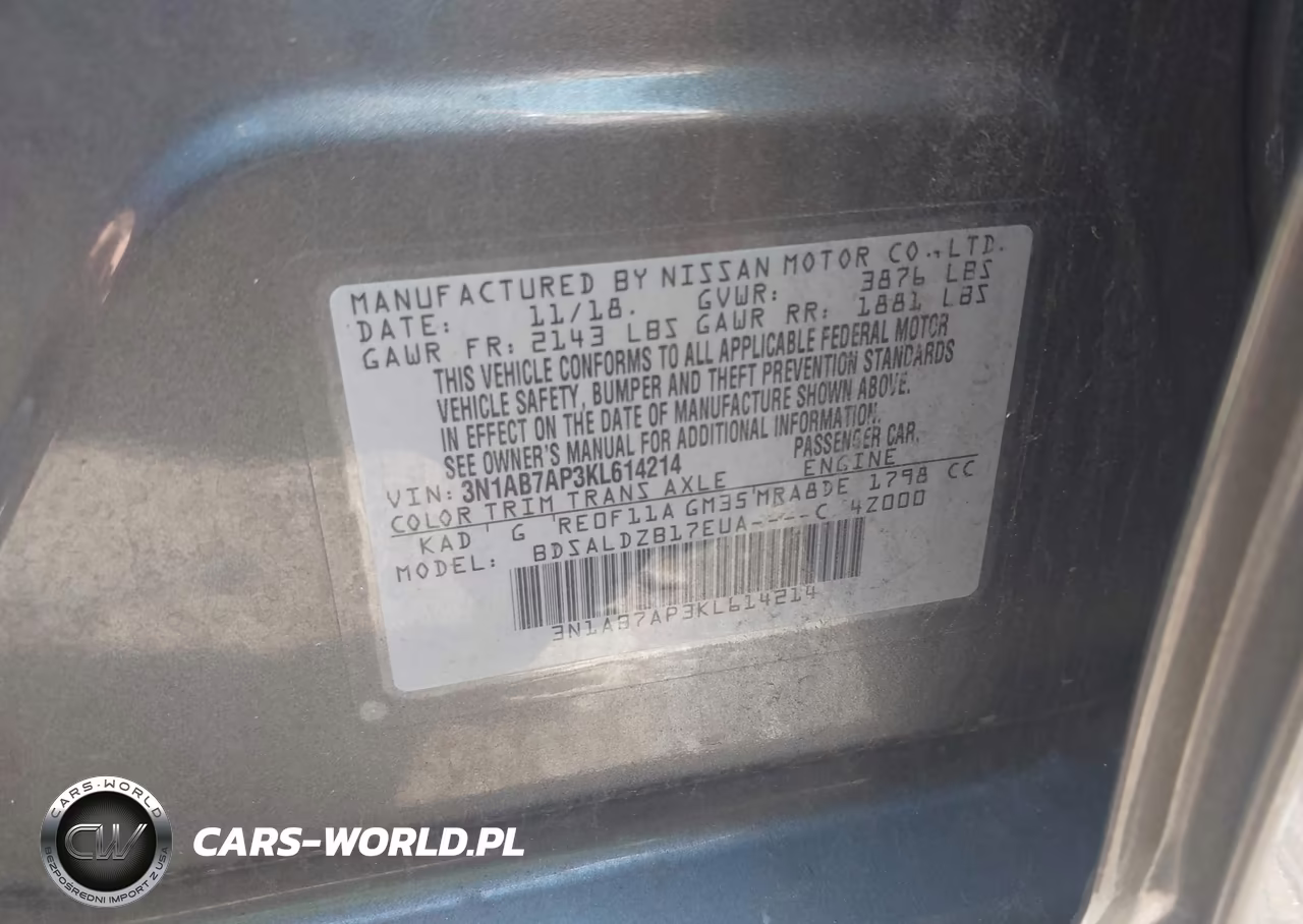 2019 Nissan Sentra Sv VIN:3N1AB7AP3KL614214 - 9