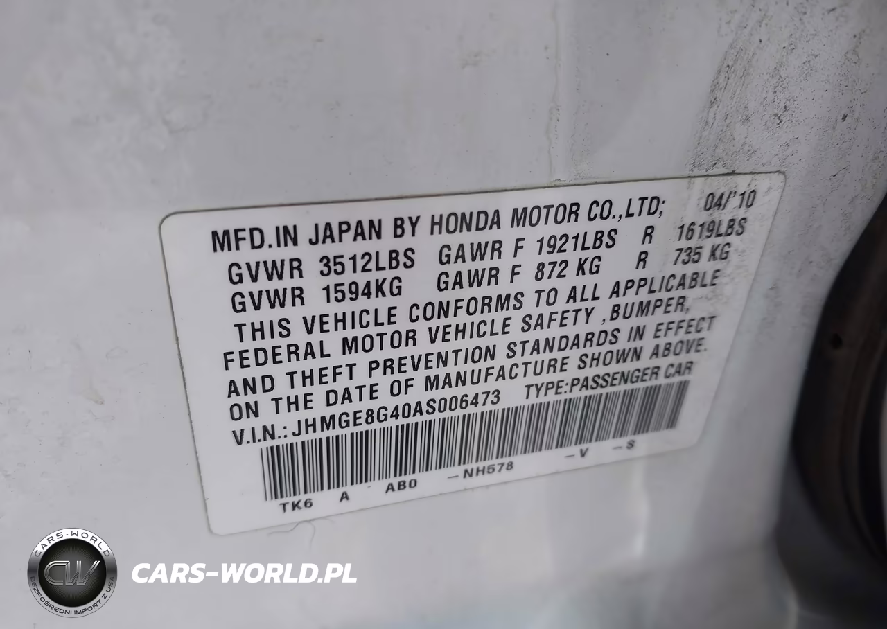 2010 Honda Fit Sport VIN:JHMGE8G40AS006473 - 9