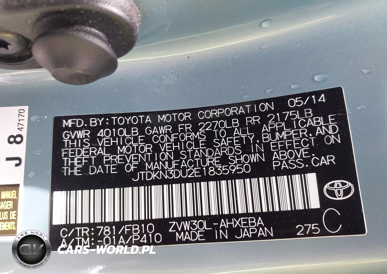 2014 Toyota Prius Two VIN:JTDKN3DU2E1835950 - 9