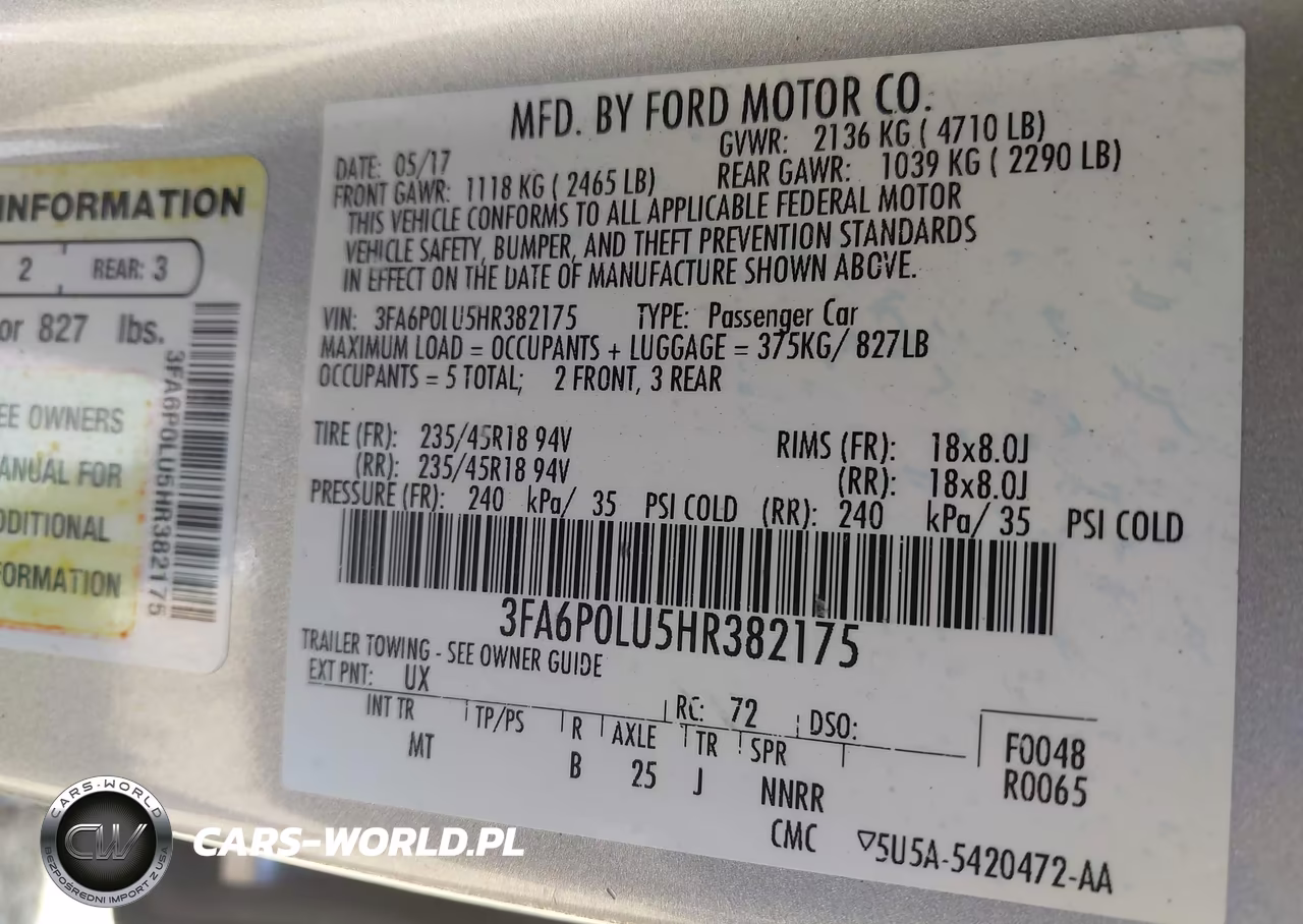 2017 Ford Fusion Hybrid Se VIN:3FA6P0LU5HR382175 - 9
