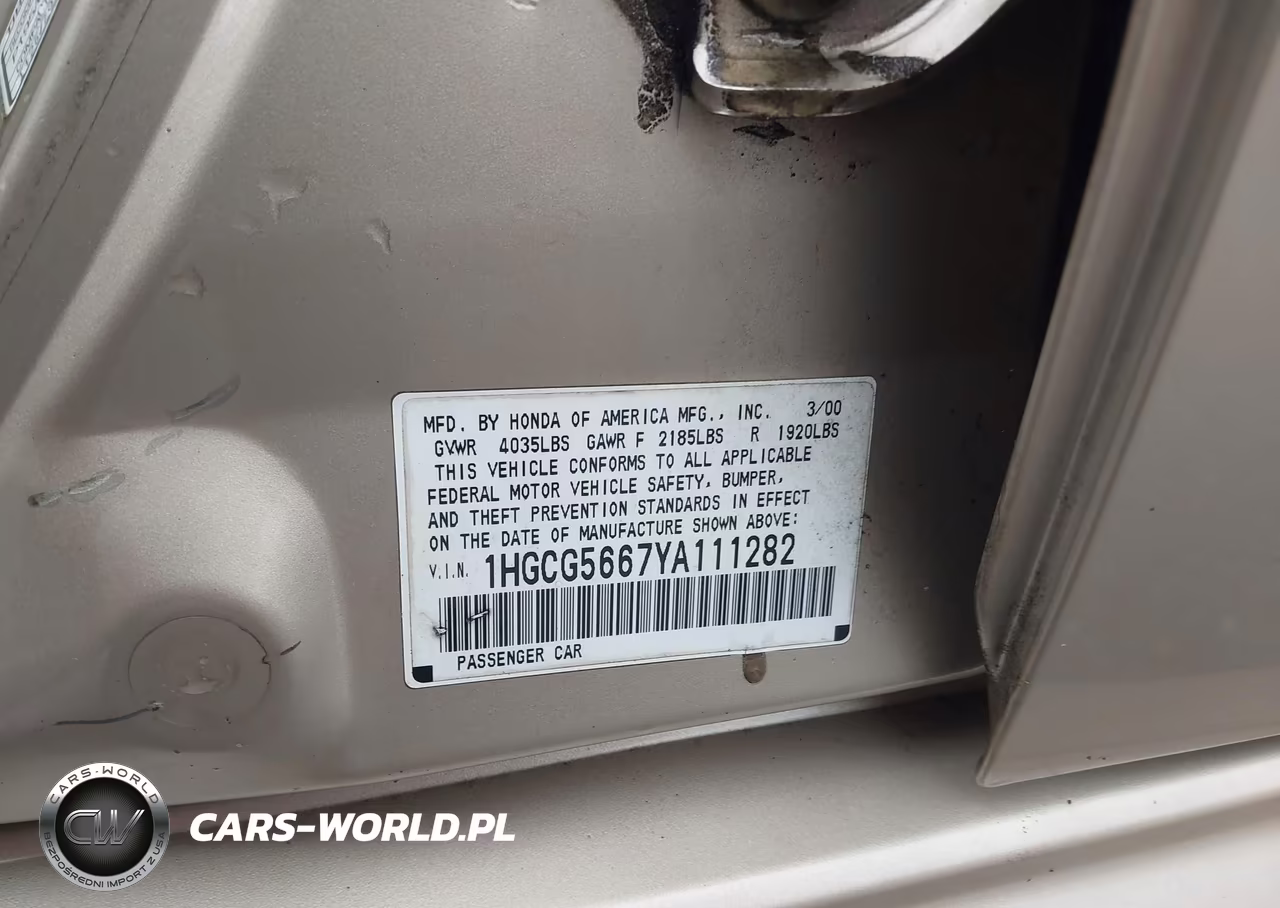 2000 Honda Accord 2.3 Ex VIN:1HGCG5667YA111282 - 9