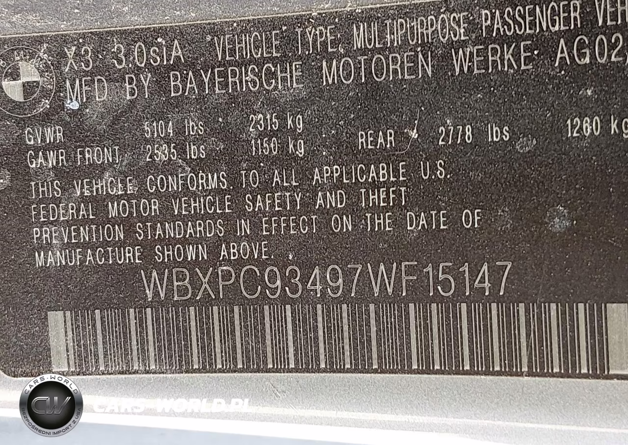 2007 BMW X3 3.0Si VIN:WBXPC93497WF15147 - 9