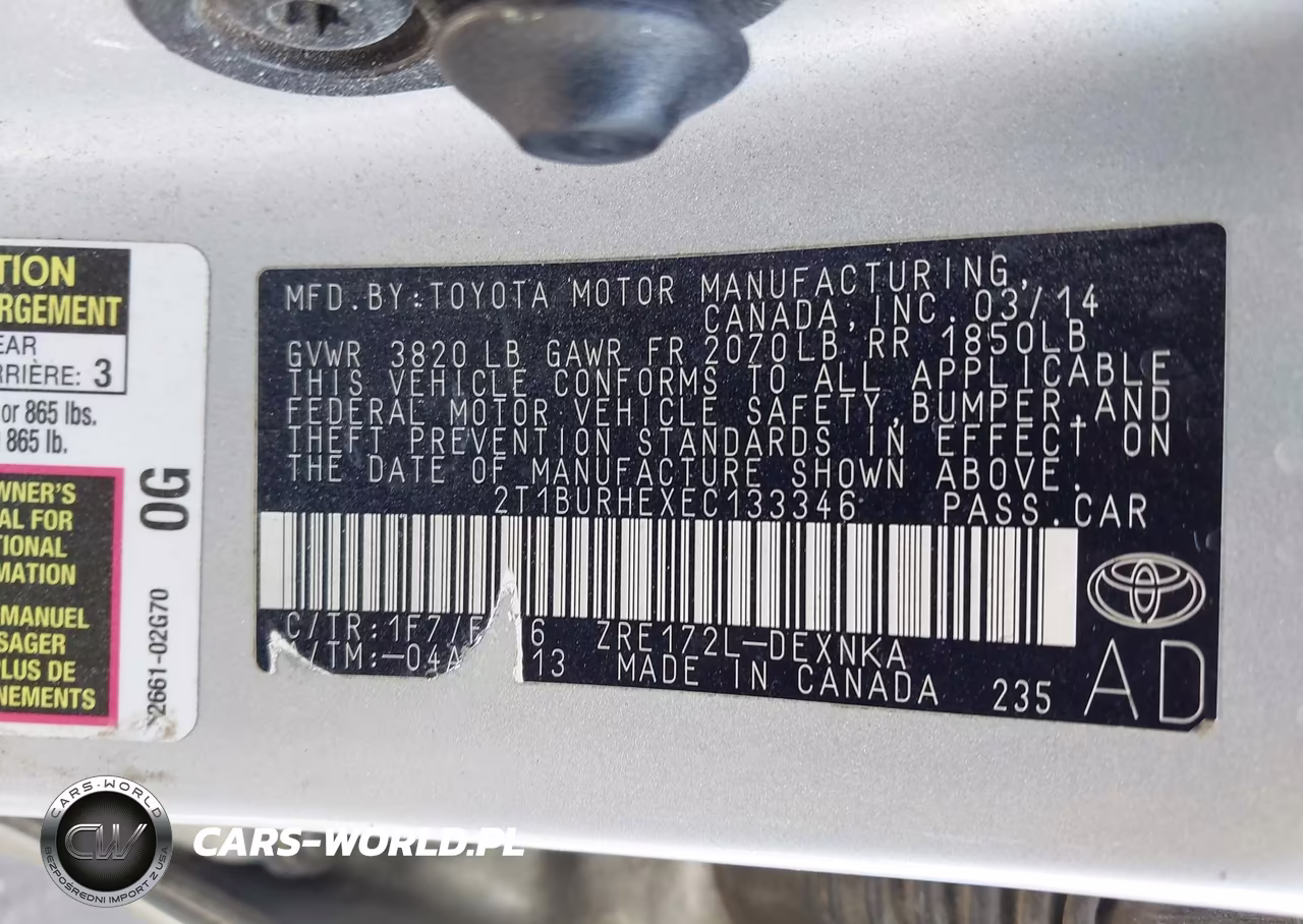 2014 Toyota Corolla Le VIN:2T1BURHEXEC133346 - 9