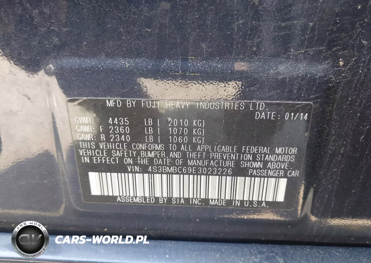 2014 Subaru Legacy 2.5I Premium VIN:4S3BMBC69E3023226 - 9