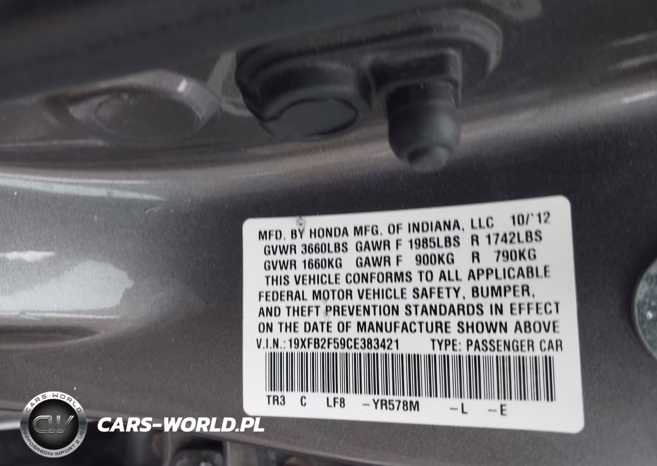 2012 Honda Civic Lx VIN:19XFB2F59CE383421 - 9