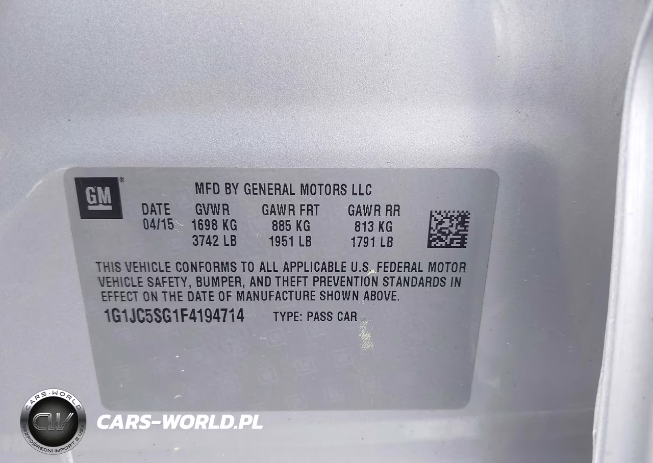 2015 Chevrolet Sonic Lt Auto VIN:1G1JC5SG1F4194714 - 9