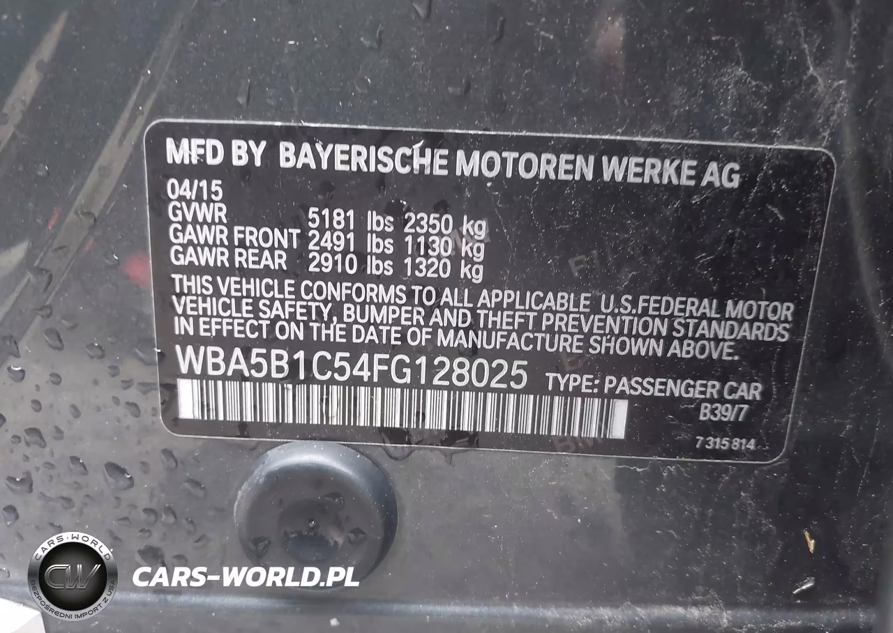 2015 BMW 535I VIN:WBA5B1C54FG128025 - 9