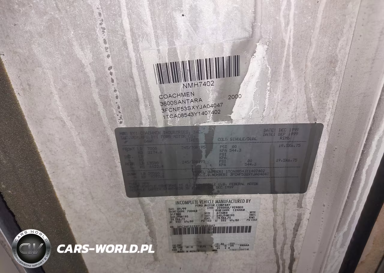 2000 Ford F550 Super Duty Stripped Chass VIN:3FCNF53SXYJA04047 - 9