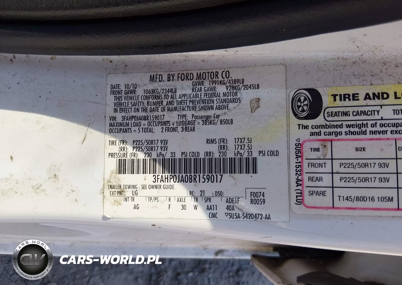 2011 Ford Fusion Sel VIN:3FAHP0JA0BR159017 - 9