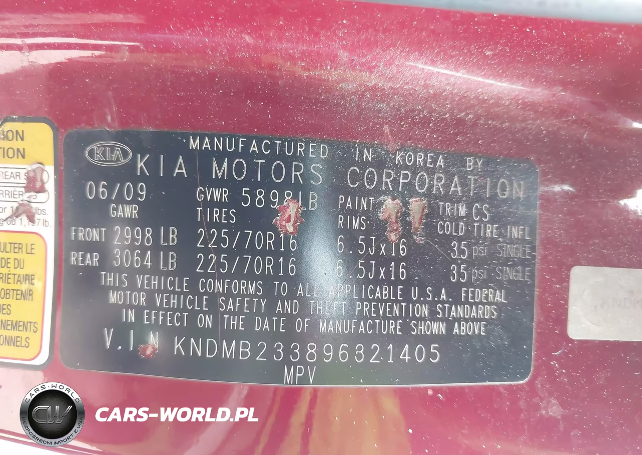2009 Kia Sedona Lx VIN:KNDMB233896321405 - 9