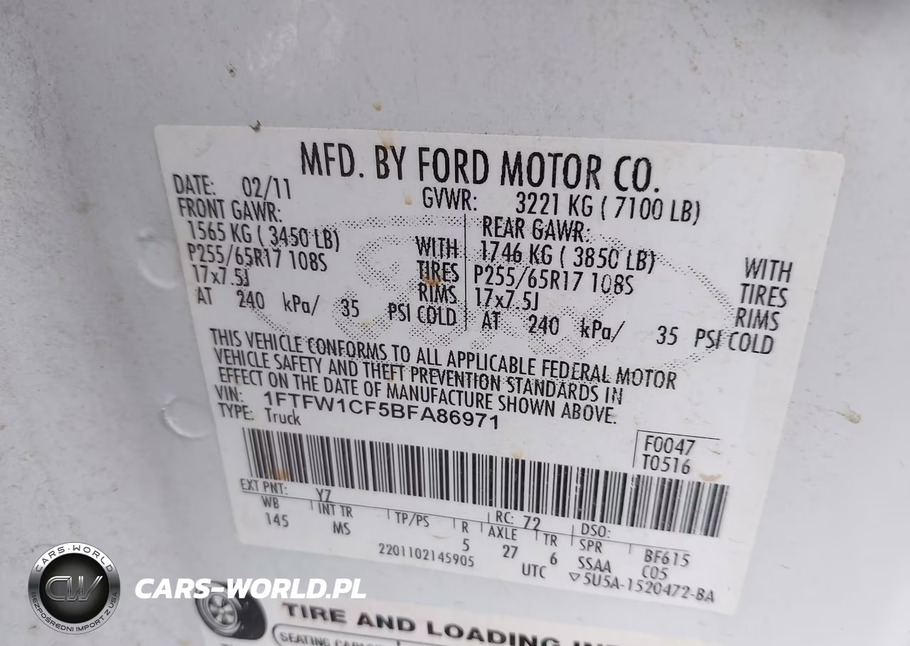 2011 Ford F-150 Xlt VIN:1FTFW1CF5BFA86971 - 9