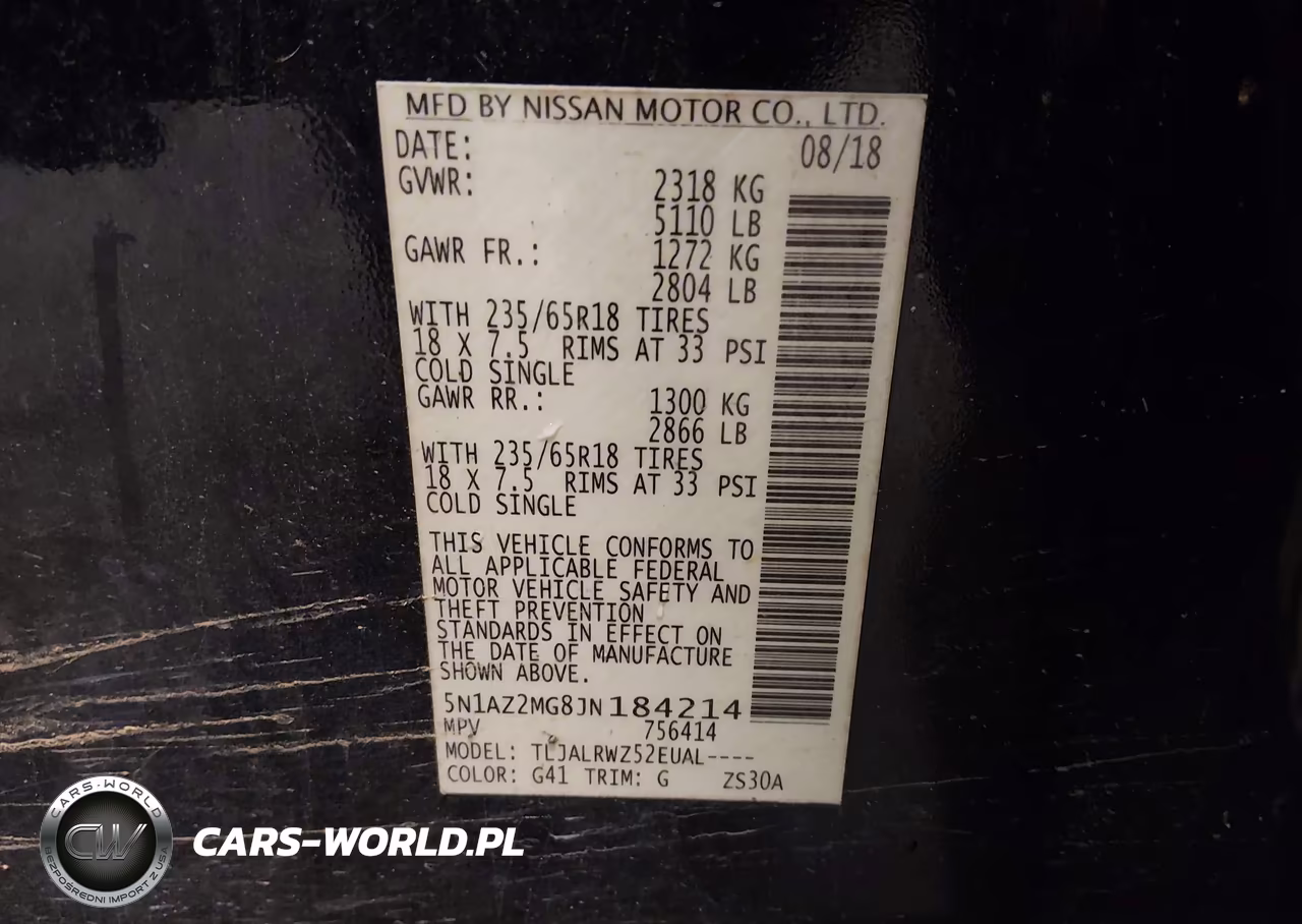 2018 Nissan Murano Sl VIN:5N1AZ2MG8JN184214 - 9