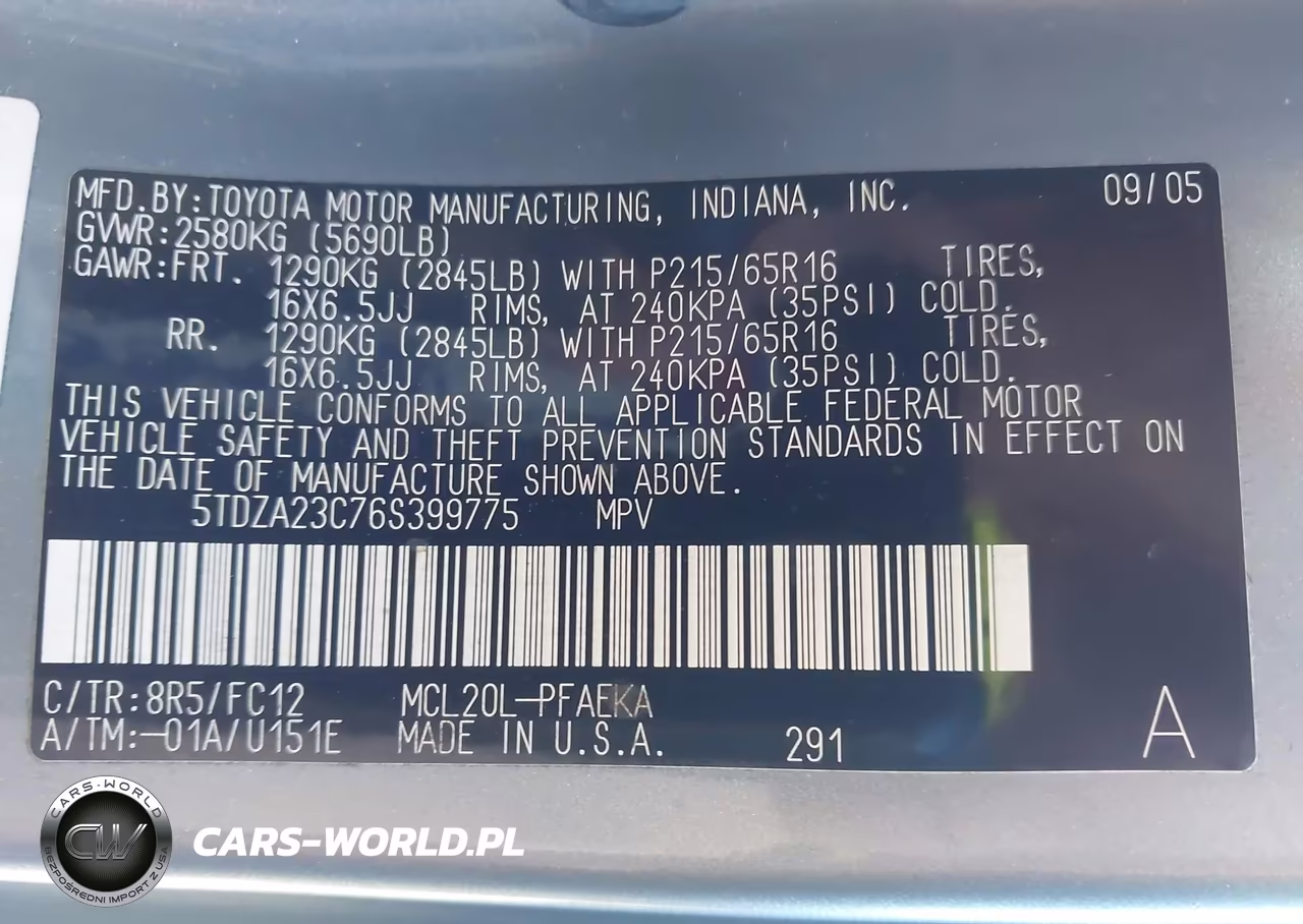 2006 Toyota Sienna Le VIN:5TDZA23C76S399775 - 9