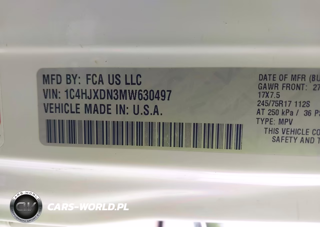 2021 Jeep Wrangler Unlimited Sport S 4X4 VIN:1C4HJXDN3MW630497 - 9