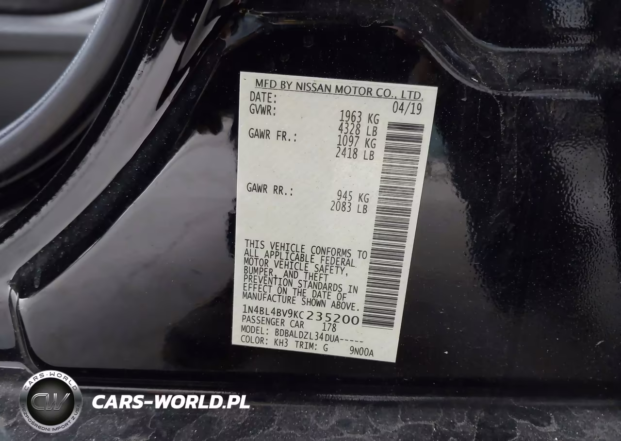 2019 Nissan Altima 2.5 S VIN:1N4BL4BV9KC235200 - 9