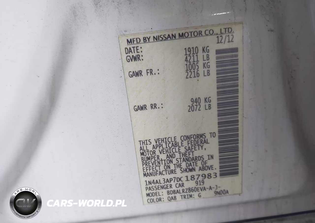 2013 Nissan Altima 2.5 S VIN:1N4AL3AP7DC187983 - 9