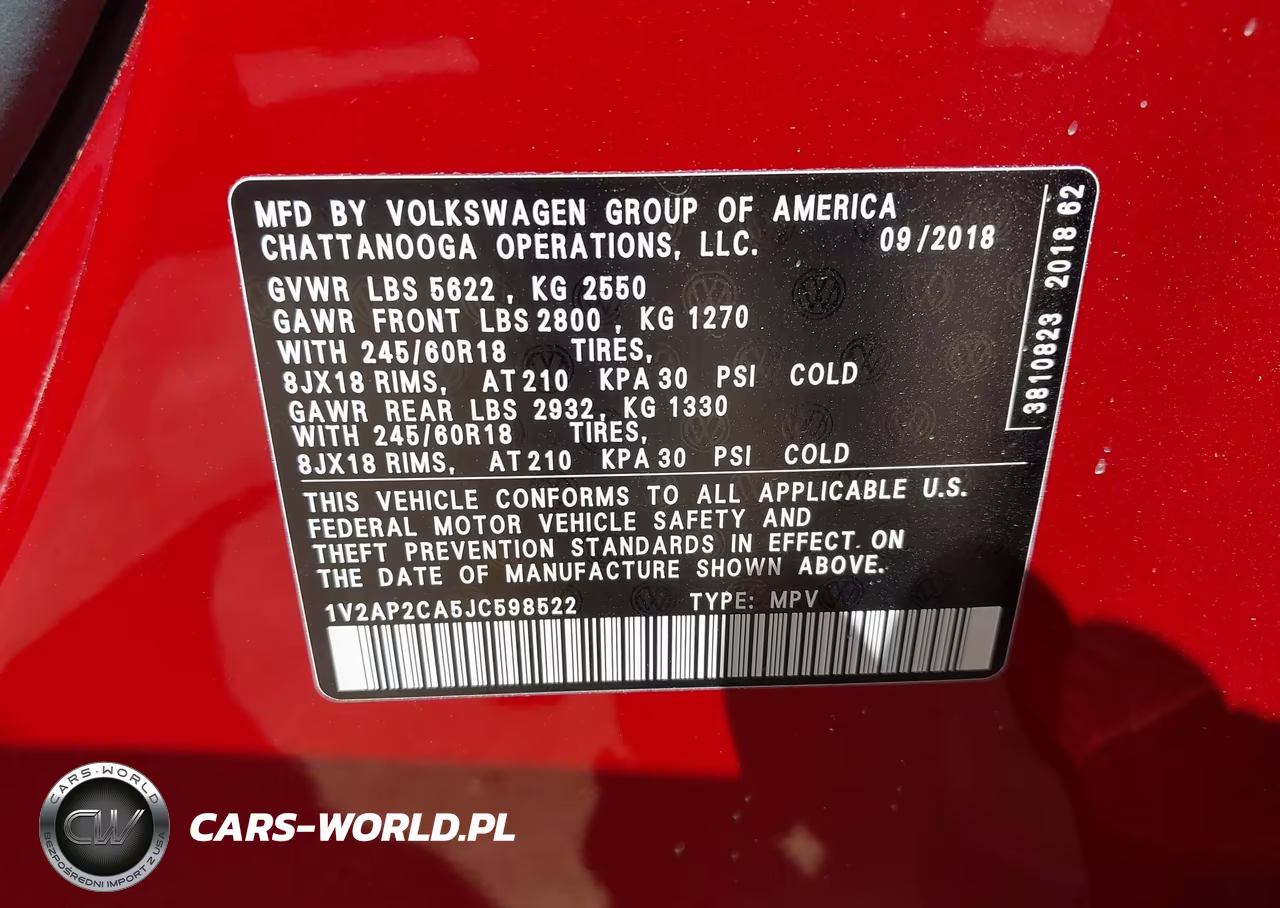 2018 Volkswagen Atlas 2.0T S VIN:1V2AP2CA5JC598522 - 9
