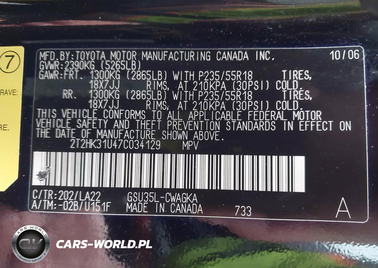2007 Lexus Rx 350 VIN:2T2HK31U47C034129 - 9