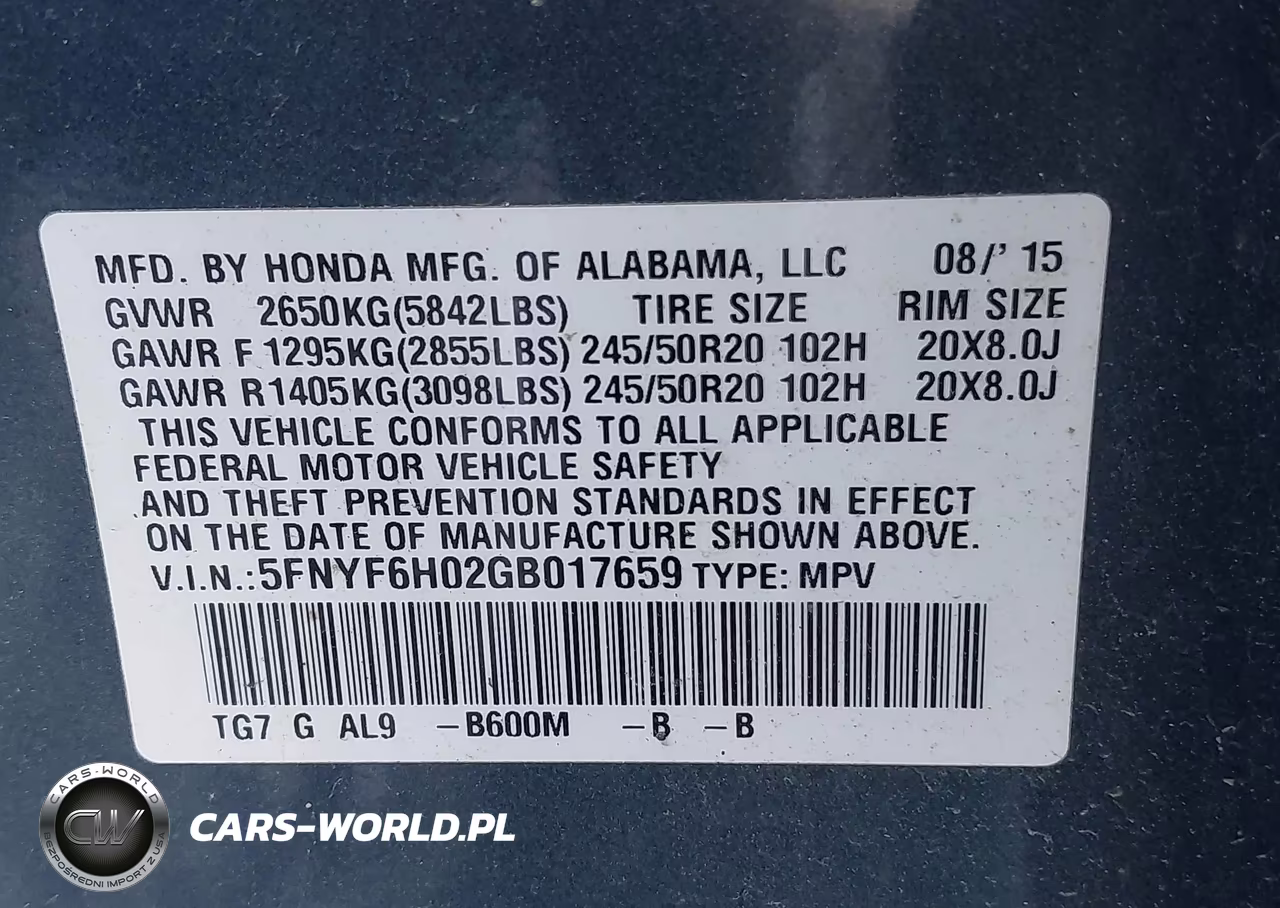 2016 Honda Pilot Elite VIN:5FNYF6H02GB017659 - 9