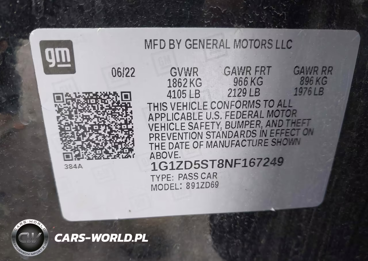2022 Chevrolet Malibu Fwd Lt VIN:1G1ZD5ST8NF167249 - 9