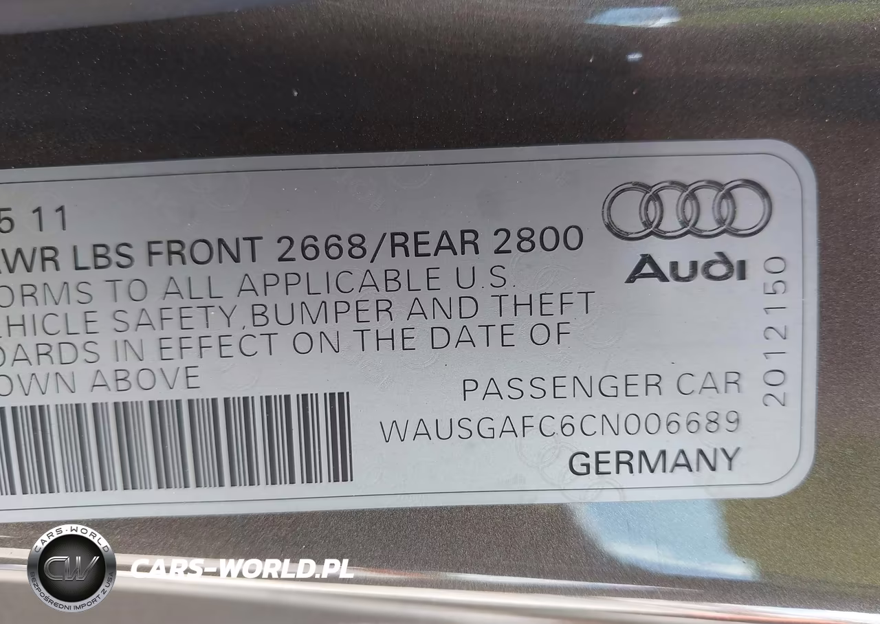 2012 Audi A7 Premium VIN:WAUSGAFC6CN006689 - 9