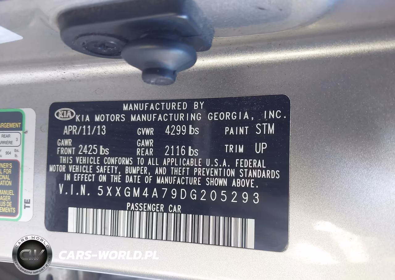 2013 Kia Optima Lx VIN:5XXGM4A79DG205293 - 9