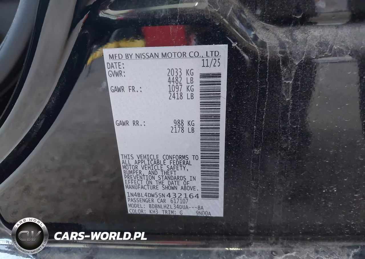 2025 Nissan Altima Sv Awd VIN:1N4BL4DW5SN432164 - 9