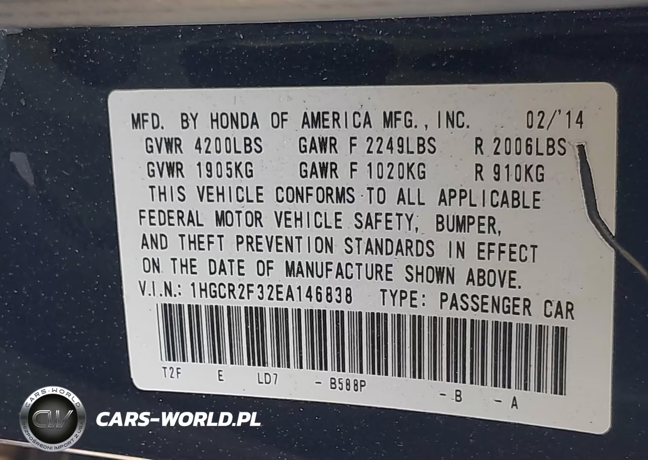 2014 Honda Accord Lx VIN:1HGCR2F32EA146838 - 9