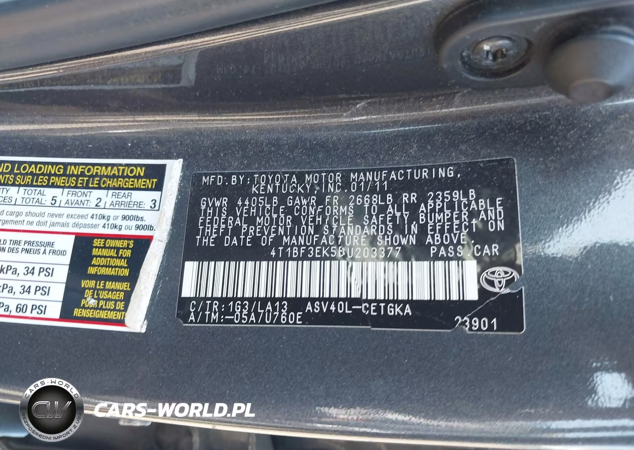 2011 Toyota Camry Xle VIN:4T1BF3EK5BU203377 - 9