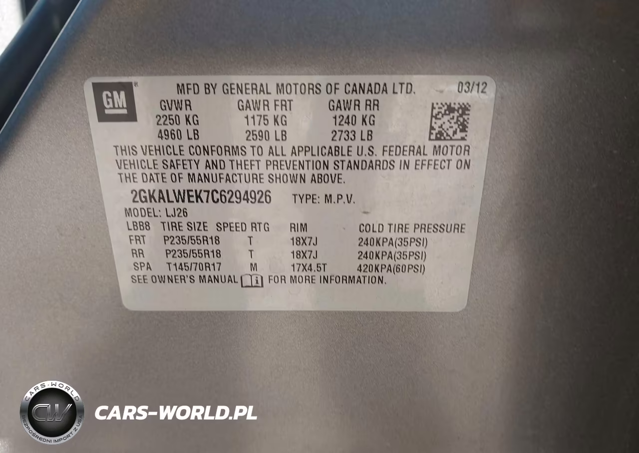 2012 GMC Terrain Slt-2 VIN:2GKALWEK7C6294926 - 9