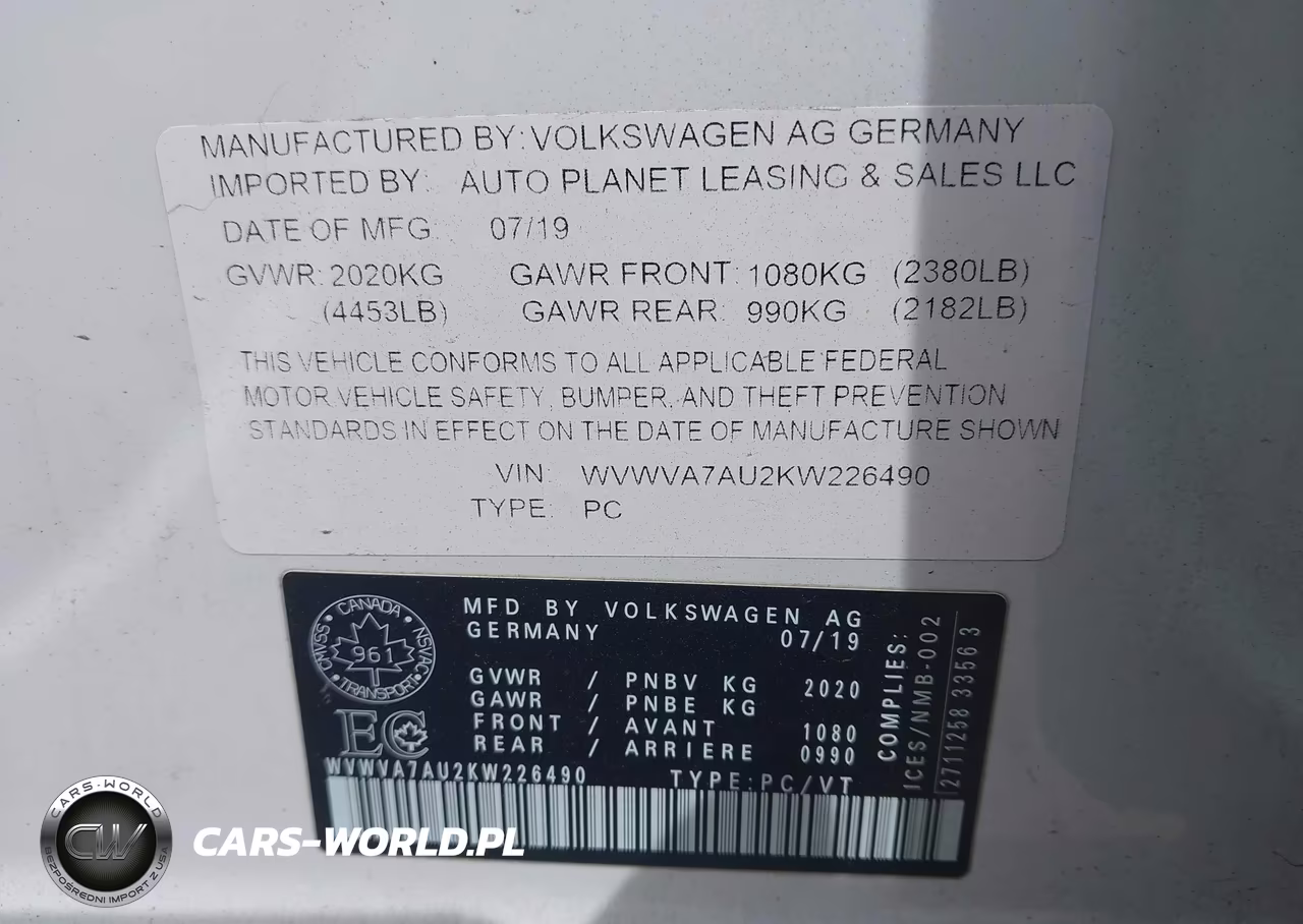 2019 Volkswagen Golf R 2.0T W-Dcc Navigation VIN:WVWVA7AU2KW226490 - 9